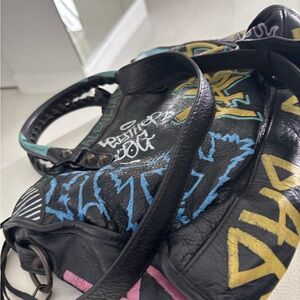 Balenciaga Graffiti City Leather Shoulder Bag Black Multicolor